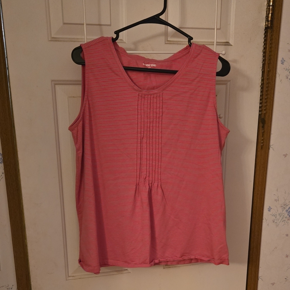Lands' End Pink Boxy Pleated Tank Top